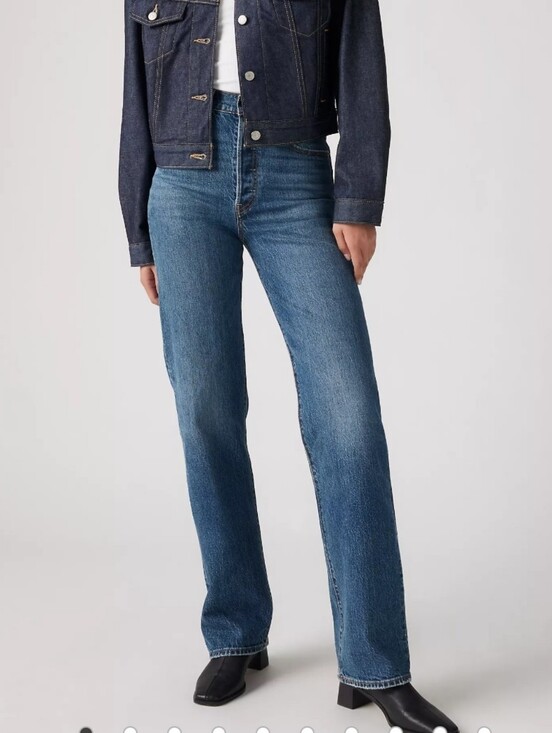 Levi's Denim - LEVI'S Ribcage Full Length High Rise Straight Leg Dark Wash Denim Jeans Size 31